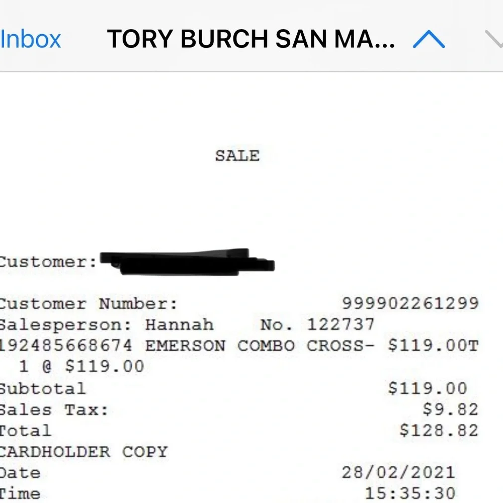 Tory Burch Emerson Envelope Black Crossbody Bag with Gold Chain - Picture 6 of 6